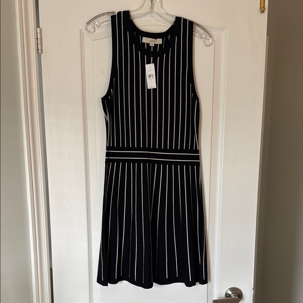 LOFT Black and White Striped Small NWT Dress